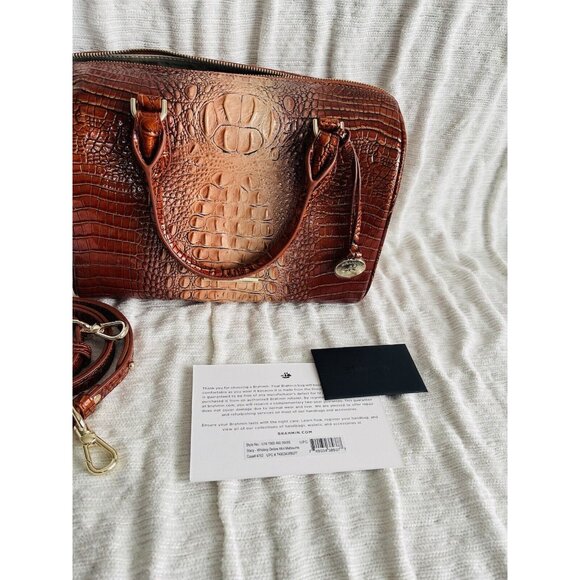 NWT BRAHMIN Ombre Mini Melbourne Collection Stacy Whiskey Top Zip Satchel Bag - Picture 7 of 7